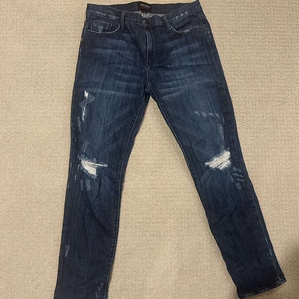 Black orchid dark denim distressed jean